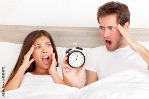 Photo: Oversleeping - horrified couple have overslept Oversleeping - horrified couple have overslept