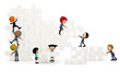 3D Business team arranging a puzzle