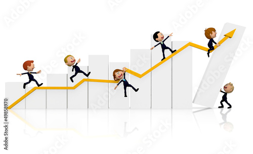 Illustration: 3D Business people with a growth graph 3D Business people with a growth graph