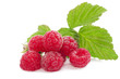 Fresh red berry with leaves on white background