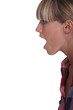 Blond woman shouting