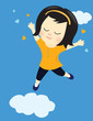 Vector: Happy girl on cloud nine Happy girl on cloud nine