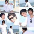 Montage of man at the pier
