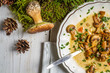 Photo: Wild mushroom soup and moss from the forest Wild mushroom soup and moss from the forest
