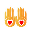 Hands showing hearts logo
