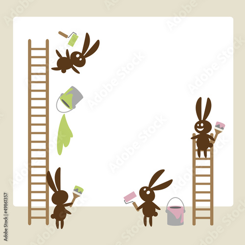 Vector: Painting Bunnies and Whiteboard Painting Bunnies and Whiteboard