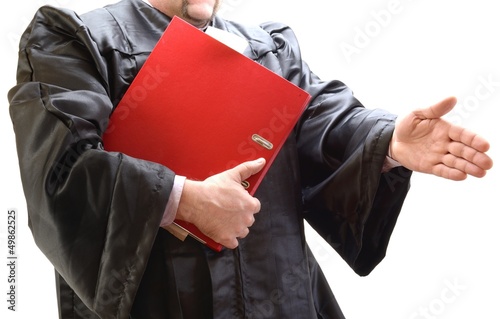 Photo: Rechtsanwalt in Robe mit Kladde Rechtsanwalt in Robe mit Kladde