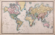Old Antique World Map on Mercators Projection