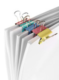 Documents with binder clips close up