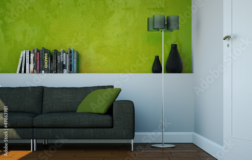 Photo: modernes Sofa vor grüner Wand modernes Sofa vor grüner Wand