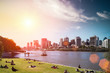 modern building with park in brisbane
