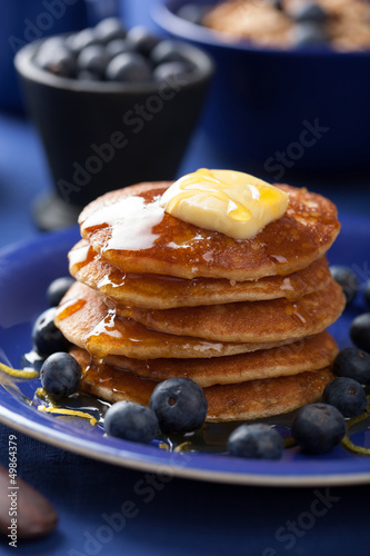 Photo: pancakes with syrup and blueberry pancakes with syrup and blueberry