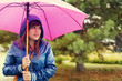 Walking through rain.