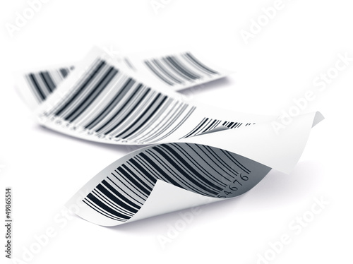 Illustration: Barcode Tags Over White, Identification Label Barcode Tags Over White, Identification Label