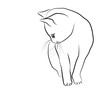 Vektor: Kitten sitting and looking to side sketch Kitten sitting and looking to side sketch
