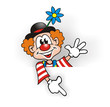Illustration: Clown pointing on board Clown pointing on board