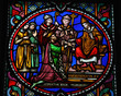 Pepin the Younger and Pope Stephen II - Stained glass window