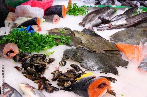 Photo: Boqueria fish market in Barcelona, Spain Boqueria fish market in Barcelona, Spain