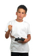 boy holding joystick