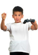 child boy holding joystick