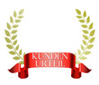 kundenurteil goldener lorbeerkranz mit rotem banner