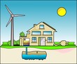 Haus - Energie - Strom - Comic Style