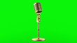 golden vintage microphone loop rotate on green chromakey