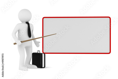 Illustration: Men with empty board. Isolated 3d image Men with empty board. Isolated 3d image