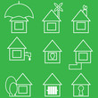 set of icons of green color