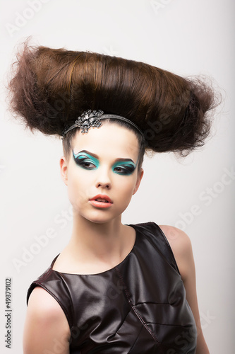 Photo: Peculiar Girl - Creative Styling. Fantastic Hairdo. High Fashion Peculiar Girl - Creative Styling. Fantastic Hairdo. High Fashion