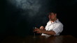 man drinking alone