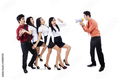 Photo: Businessman angry at employees Businessman angry at employees