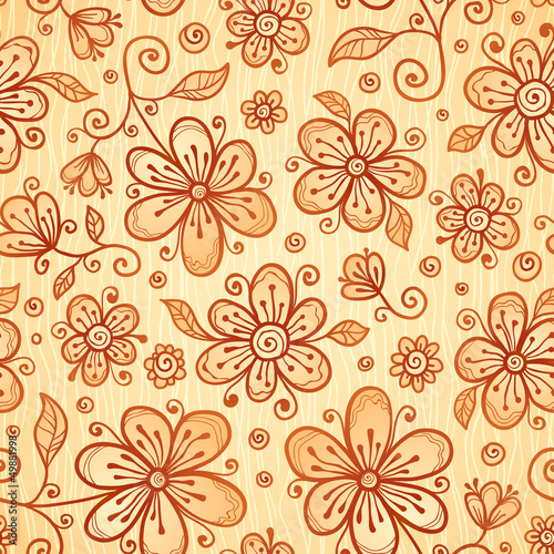 Vector: Ornate vector doodle chocolate and vanilla flowers background Ornate vector doodle chocolate and vanilla flowers background