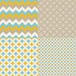 Blue, Mustard and Brown Seamless Patterns