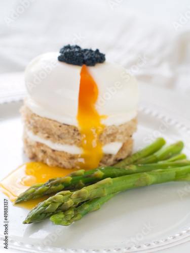 Photo: Bread with poached egg with asparagus Bread with poached egg with asparagus