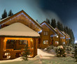 Photo: Ski chalets at night Ski chalets at night
