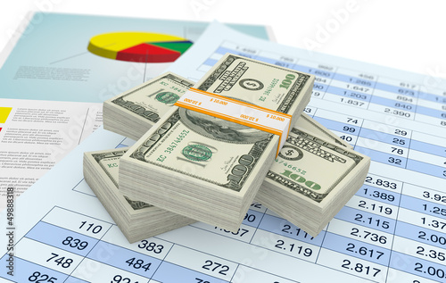Illustration: us dollars and financials documents us dollars and financials documents
