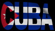 Cuba text with fluttering flag animation
