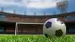 Football background, soccer ball on the grass at stadium. 3d