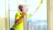 Women cleaning a window