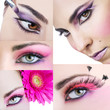 Set di occhi truccati con volto femminile