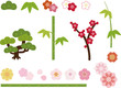 松竹梅と和風の花