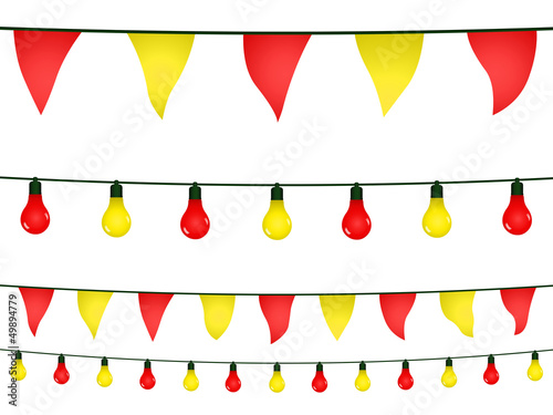 Illustration: Guirnaldas y banderines en amarillo y rojo Guirnaldas y banderines en amarillo y rojo
