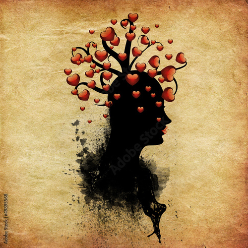 Illustration: Tree of hearts on head Tree of hearts on head