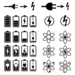 Set of vector battery charge level indicators on white