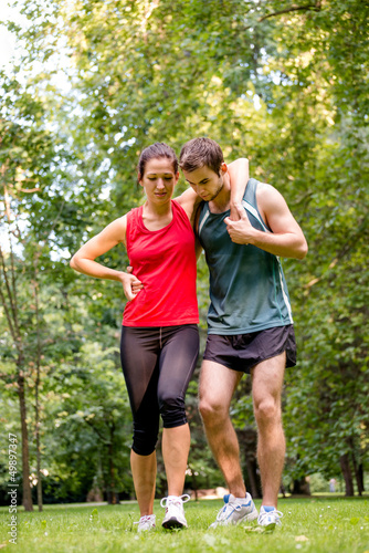 Photo: Sport injury - helping hand Sport injury - helping hand