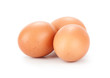 three eggs isolated on white background
