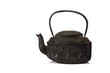 Old sooty kettle isolated on white background