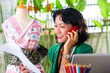 Fashion designer working at home