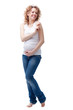 pregnant woman isolated on white background